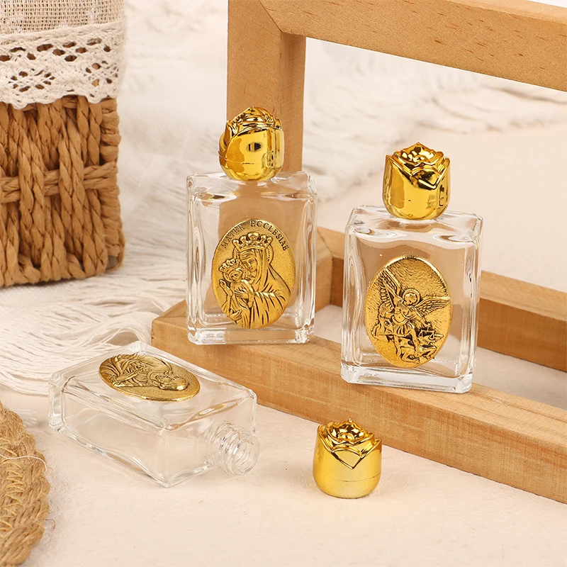 Jesus & Virgin Sculpture Mini Glass Holy Water Bottle 5
