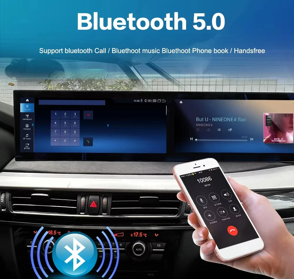 12.3'' Inch Carplay for X5 2014-2017 Multimedia Video Player Co-pilot Passengers Display Car Navigation Dual Screen
