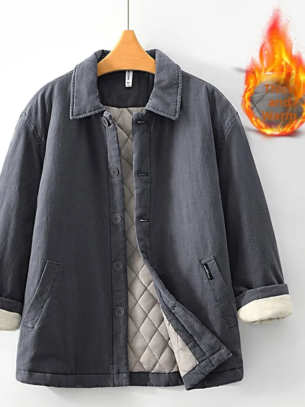 

Хлопковая куртка-пальто Thiened в китайском стиле, повседневная, теплая, средней длины, с отложным воротником, для зимы