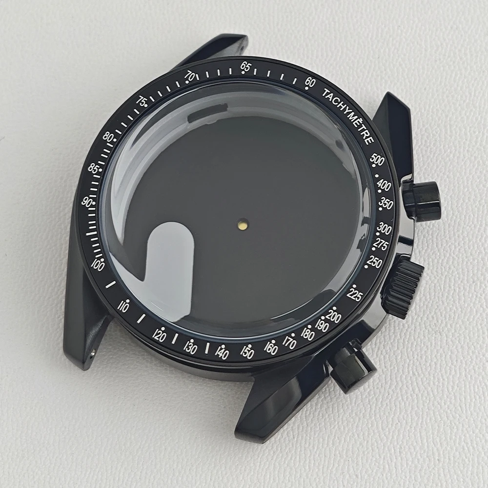 39,7mm Hochwertige Uhrenbox Passend für VK63 Quarz-Uhrwerk Uhrenteile für Herren Schwarzes Edelstahl VK63-Gehäuse 20mm Uhrenarmband – Detail 3