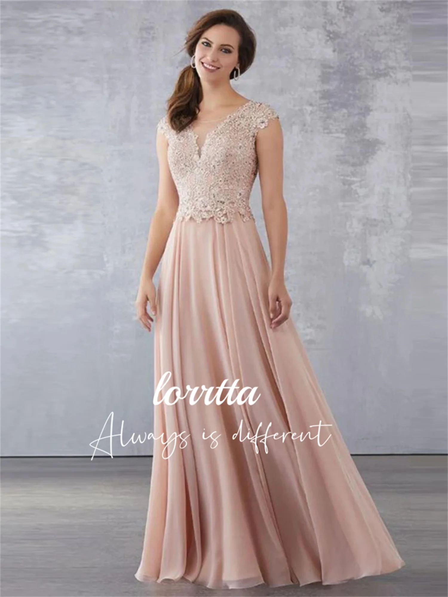 

Lorrtta Elegant Dress Dubai Evening Gown Appliqué Wedding Party Dress Mother of the Bride Dress Chiffon فساتين نسائيه سهره طويلة