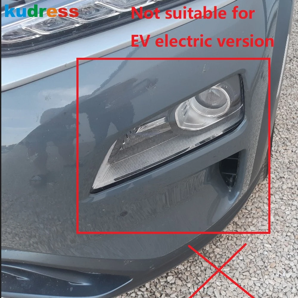 For Hyundai Kona Encino Kauai SUV 2017 2018 2019 2020 Chrome Car Front Fog Light Lamp Cover Trim Foglight Bezel Trim Accessories