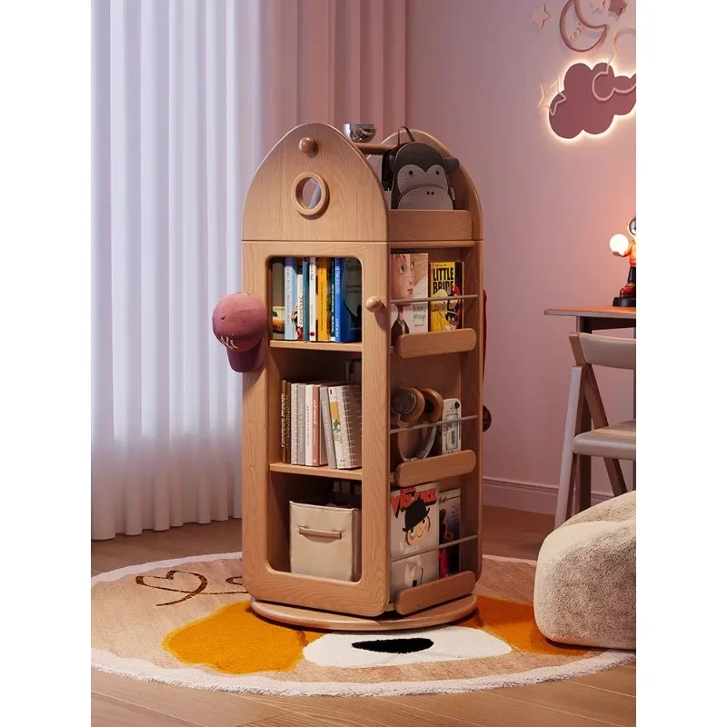 

Children's rotating bookshelf 360-degree bookcase living room floor storage display cabinet