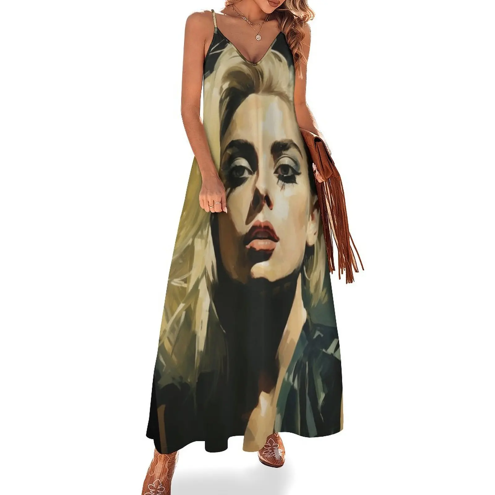 

Singer Lady Gaga Sleeveless Dress chic and elegant woman dress summer outfits for women 2024 summer dresses