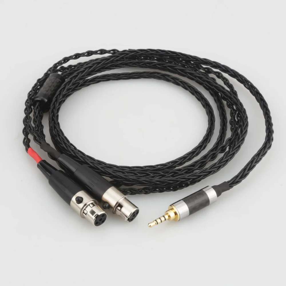 Earphone lapis perak hitam, kabel Upgrade Headphone lapisan perak 2.5/3.5/4.4mm/XLR untuk LCD-3 Audeze LCD3 LCD-2 LCD2 LCD-4