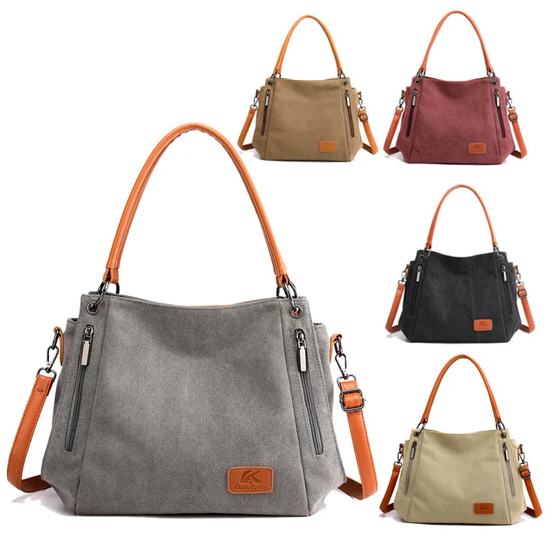 Bolsos de hombro simples con mochila cruzada de cuero, bolso de mano de viaje versátil de gran capacidad, bolsos de lona de moda para mujer, nuevo