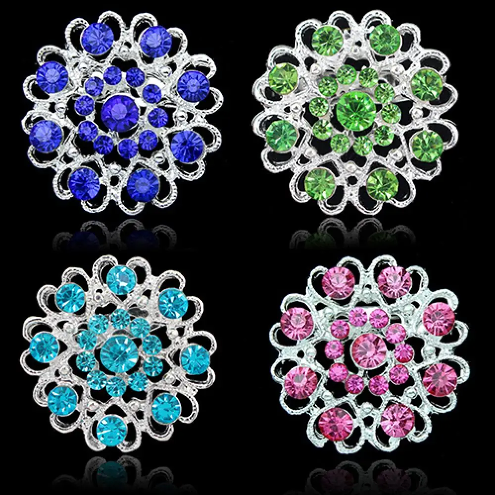 Luxury Rhinestone Crystal Brooch Women Hollow Out Collar Pin Silver Plated Flower Jewelry Brooche Pin Elegant