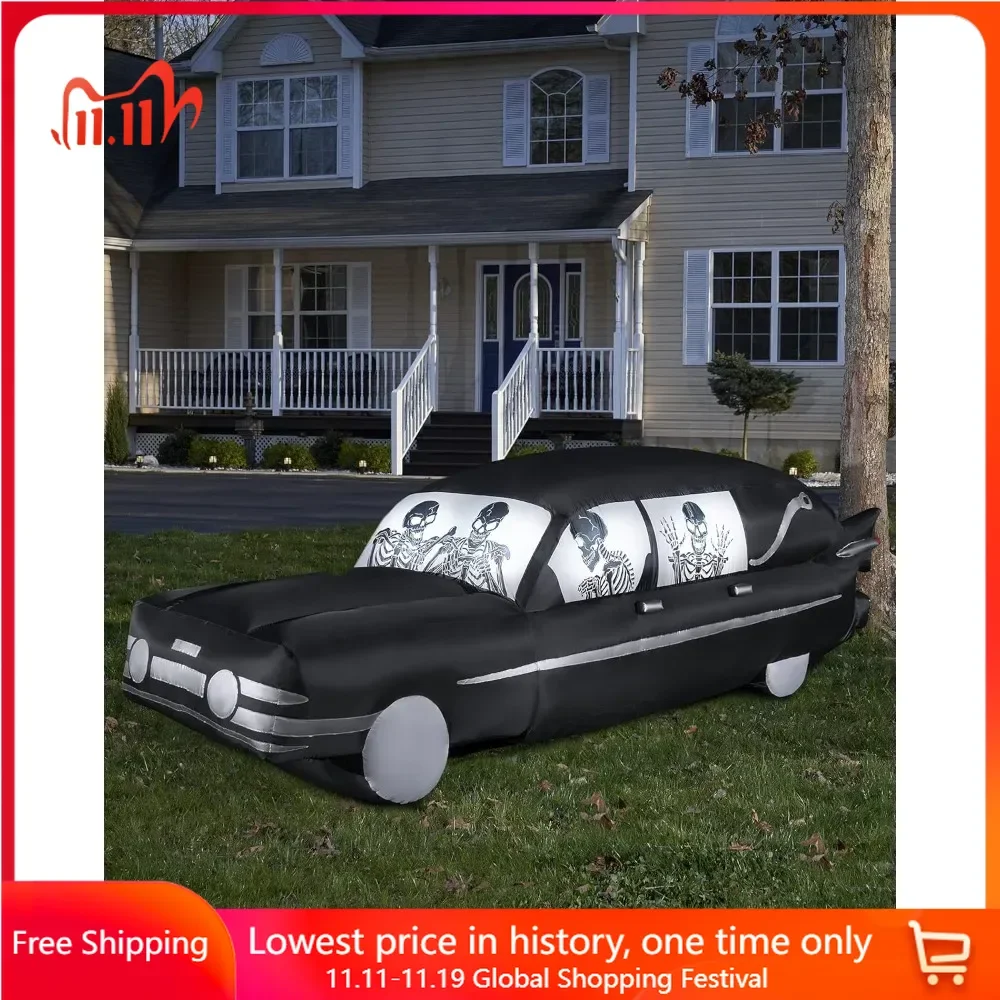 14 Feet Halloween Inflatables Outdoor Decorations, Horror Funny Hearse Decoration, Halloween Decorations