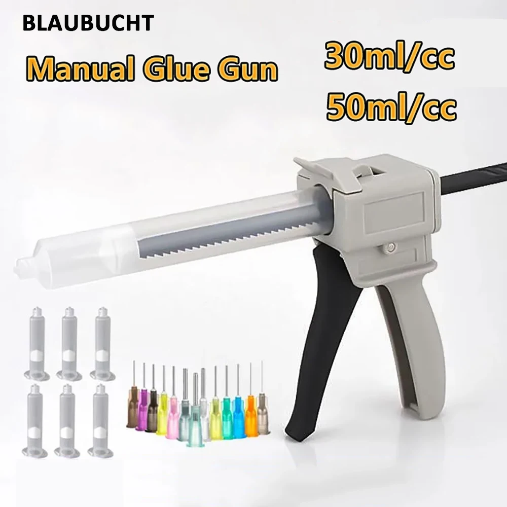 Dental Impression Dispensing Gun Universal Dispenser Glue Gun 30CC 50CC Dispensing Syringe Barrel Blunt Needles For DIY Handtool