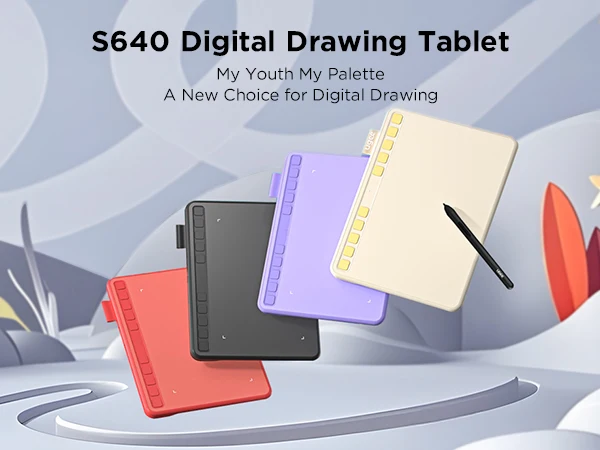 Ugee S640 Digital Graphic Drawing Tablet 6.3x4 Inch with 10 Shortcuts Compatible with Android PC Windows Mac OS for Design