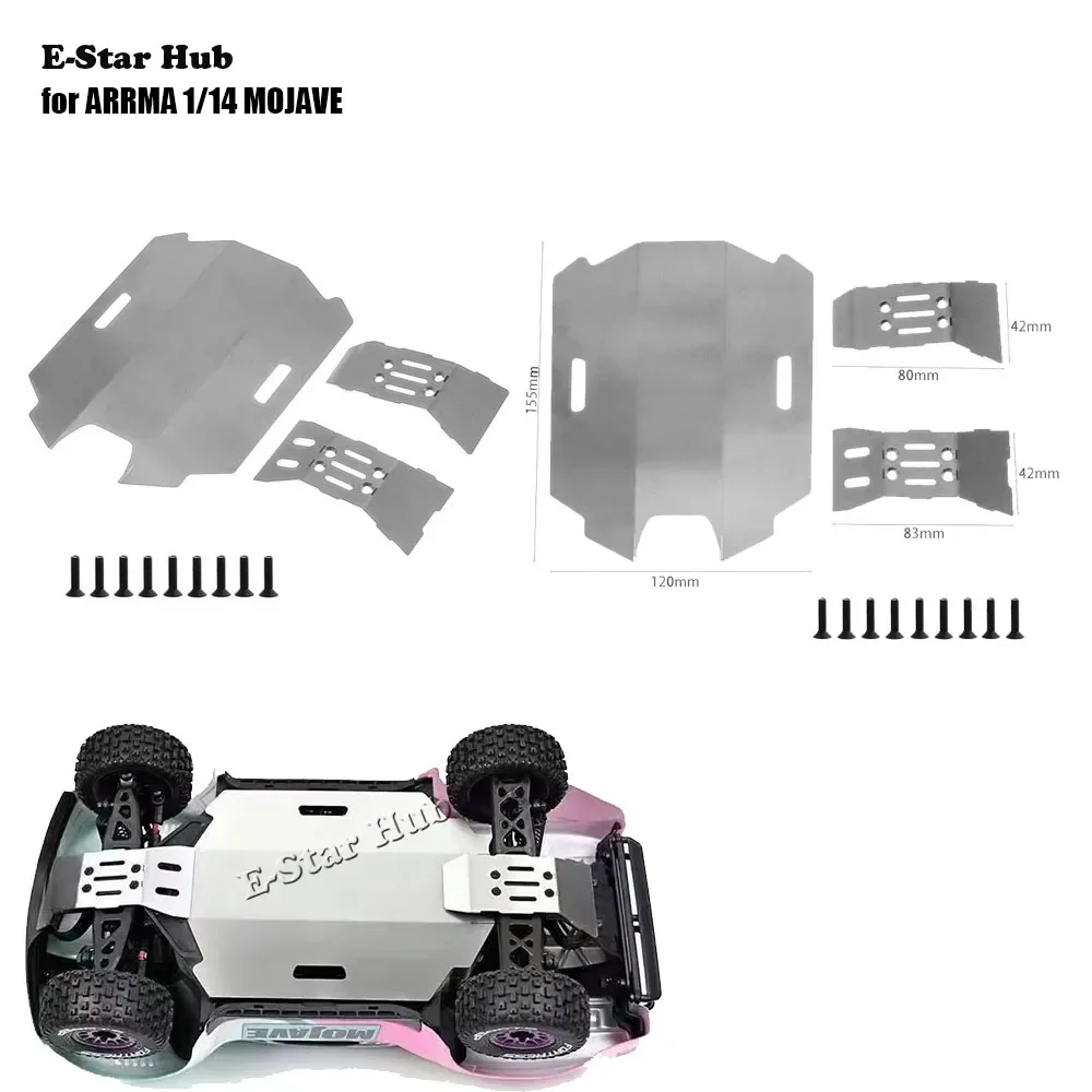 

Stainless Steel Front and Rear Chassis Armor Protector Skid Plate for ARRMA 1/14 MOJAVE RC Climbing Car Truck