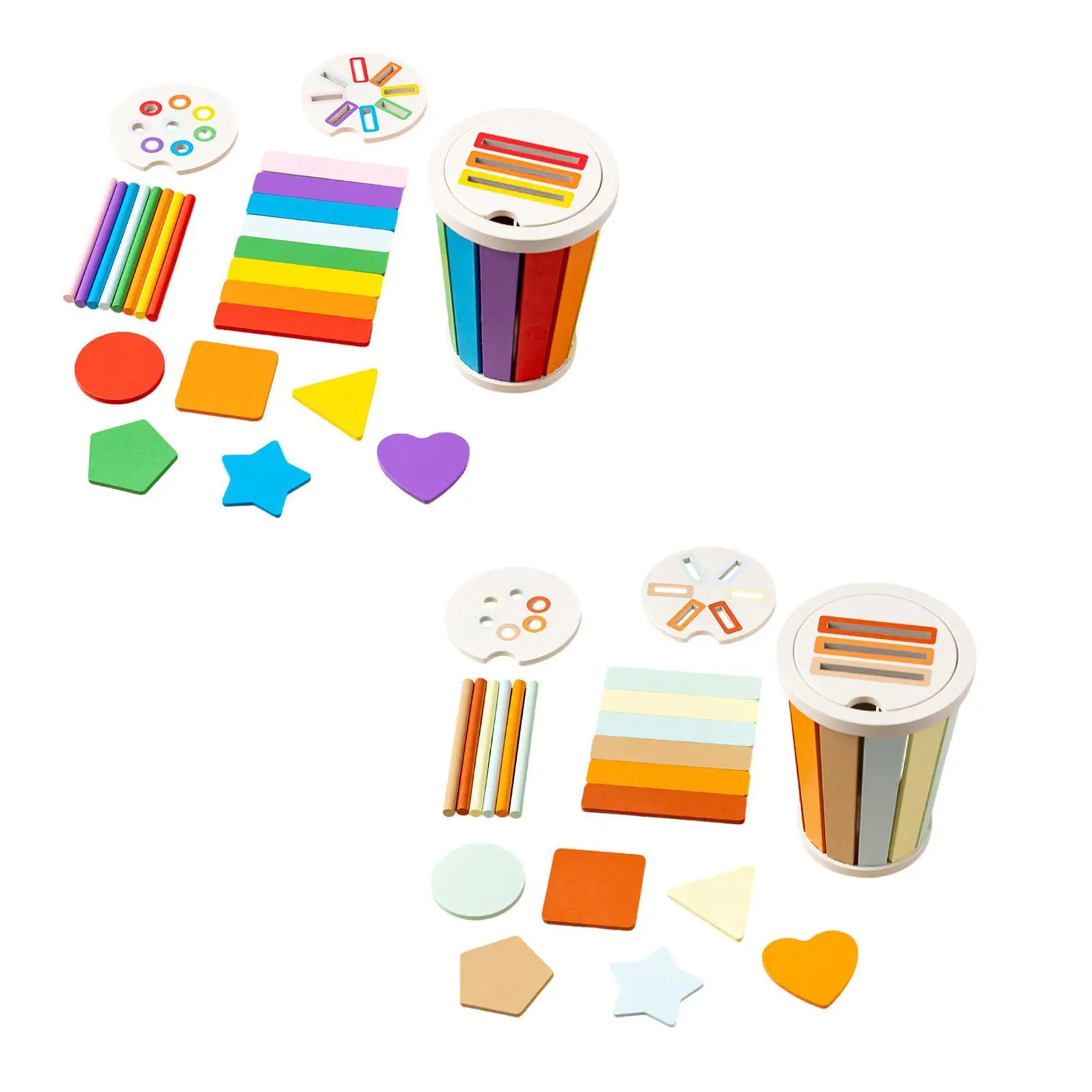 Wooden Rainbow Stacking Toy Set Montessori Blocks Puzzle Nesting Puzzle Early Learning Toy for Toddlers 3 4 5 6 Years Old