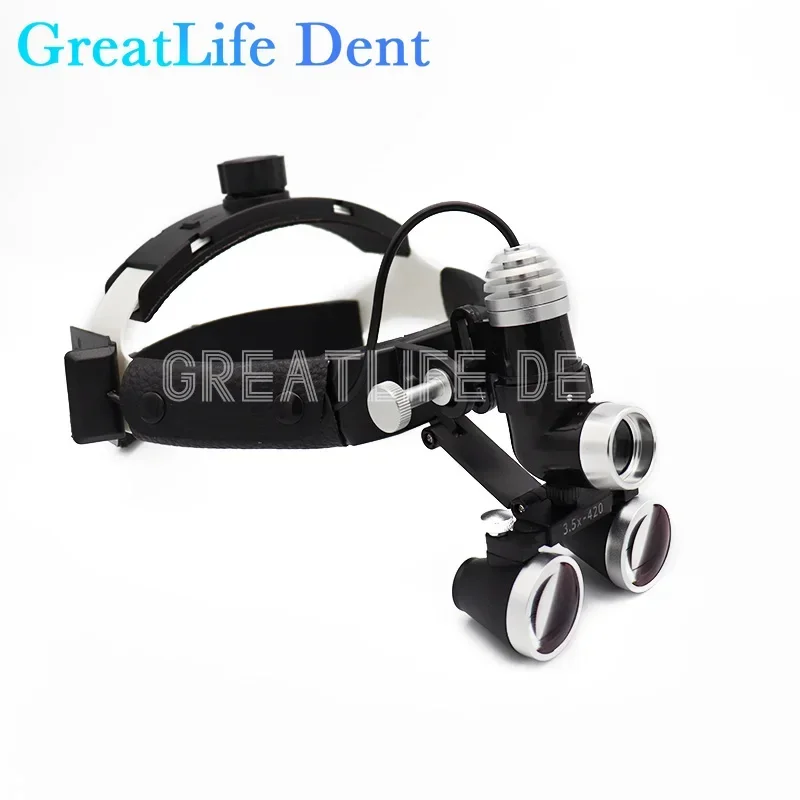 GreatLife 2.5X 3.5X Dental Loupes 3W Spotlight Headlamp Magnifier With Headlight Medical Binocular Helmet Head-Mounted Magnifier