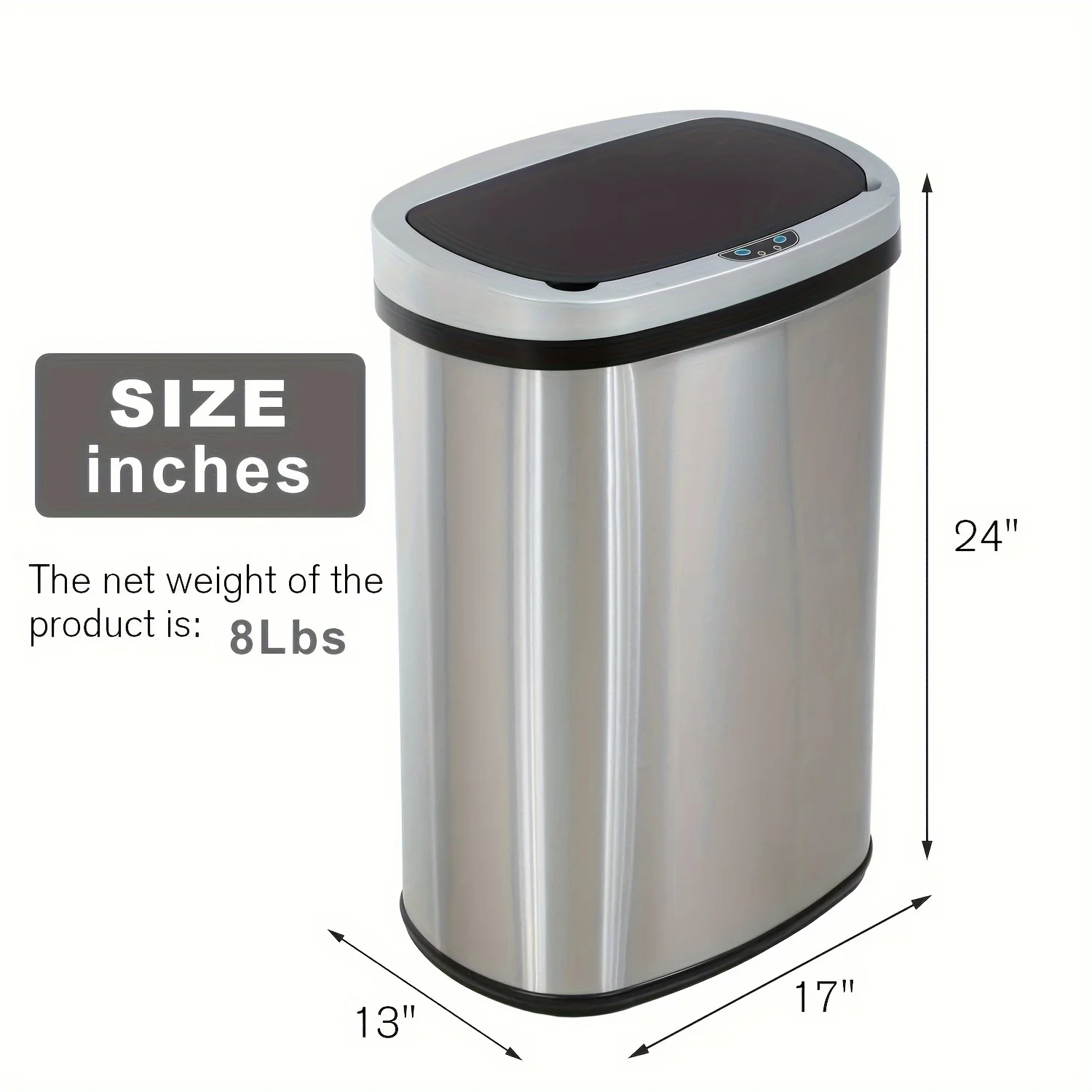 

13 Gallon Trash Can Kitchen, Automatic Garbage Can Touchless Motion Sensor, Stainless Steel Trash Can with lid Anti-Fingerprint