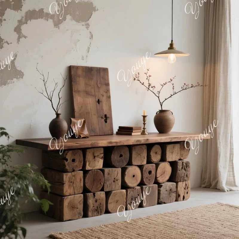 Pagina di cassa in legno massello Banco reception clubhouse retrò Log Tavolo reception bar creativo B&B lobby dell'hotel