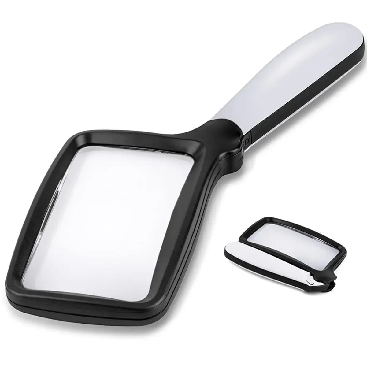 5 LED Magnifying Glass Light 2 Modes Dimmable Foldable Reading Magnifier 2x Magnification Hand Magnifier Seniors Children Books