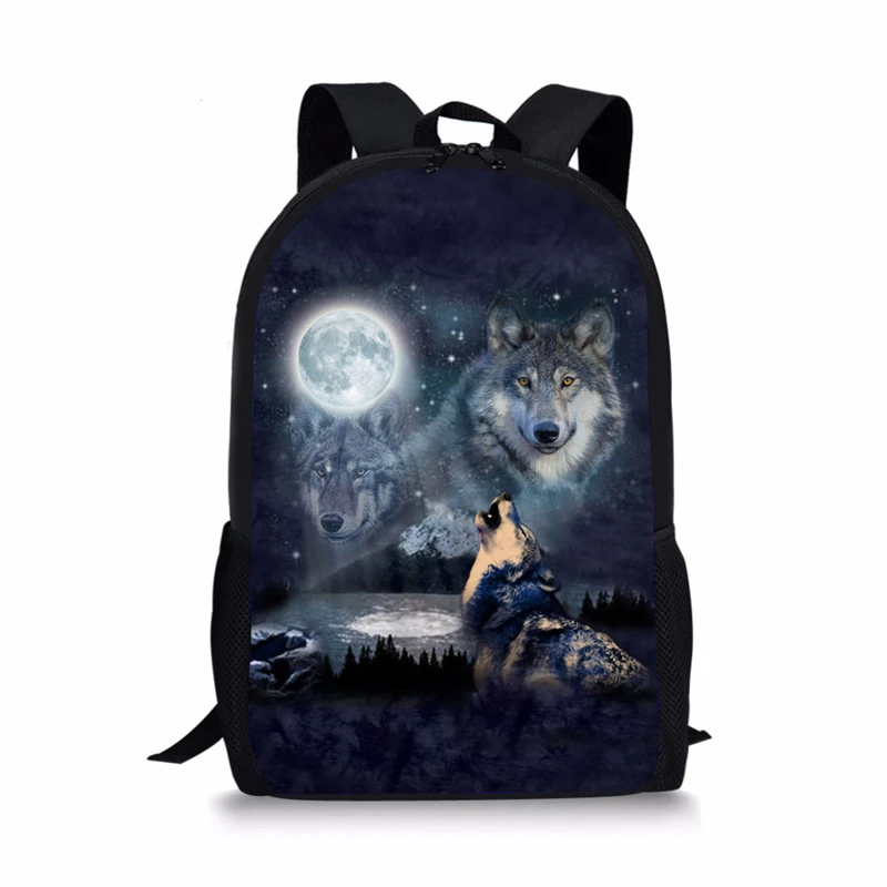 Mochila com estampa Full Moon Howling Wolf, Bolsas escolares para adolescentes meninos e meninas, bolsa escolar, mochilas 16 ", bolsas de viagem para mulheres e homens