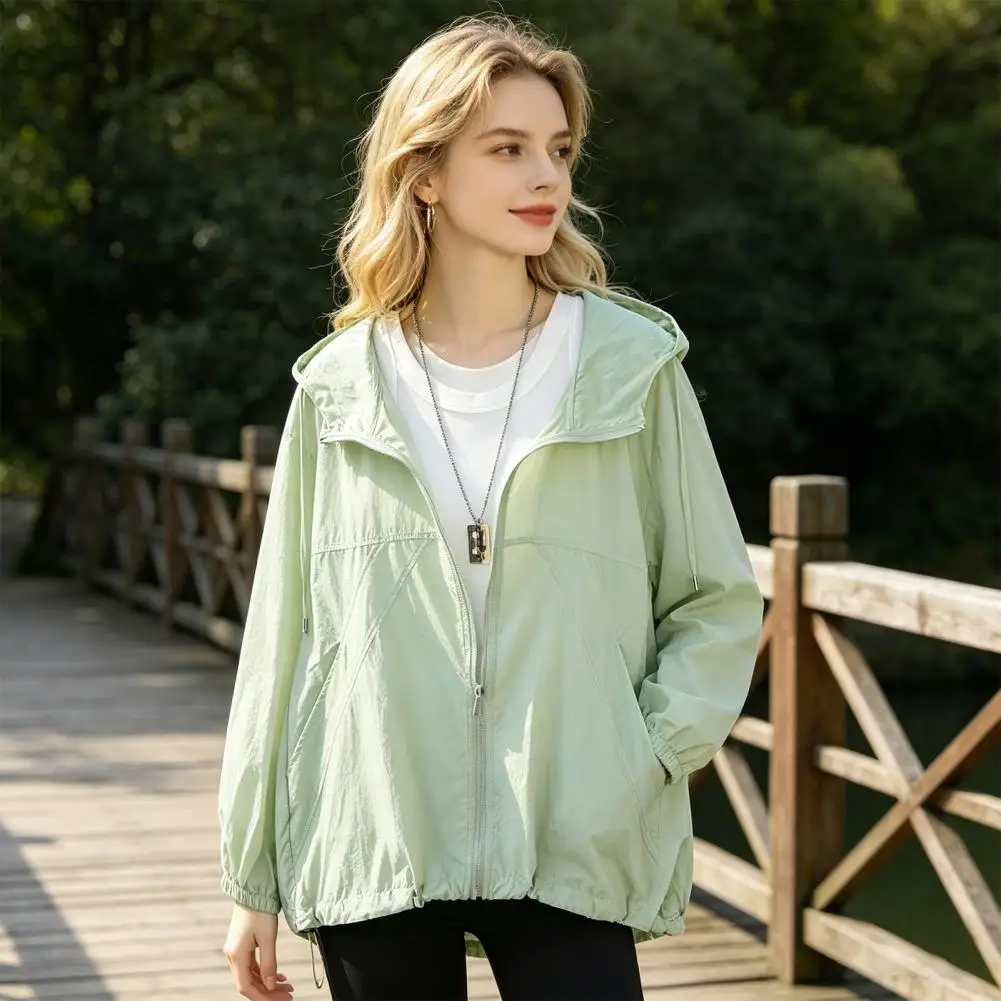 

Women's Sun Protection Jacket Full Zip Up Long Sleeve Sun Shirts Lightweight Quick Dry Athletic Workout Hoodie Jacket Summer Jac
