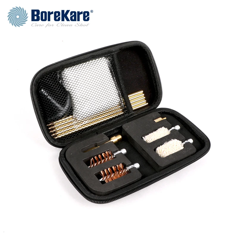 BoreKare Gun Cleaning Kit Compact Bronze Brush Brass Rod 12GA And 20 Gauge Portable EVA Case Accessories Clean Set