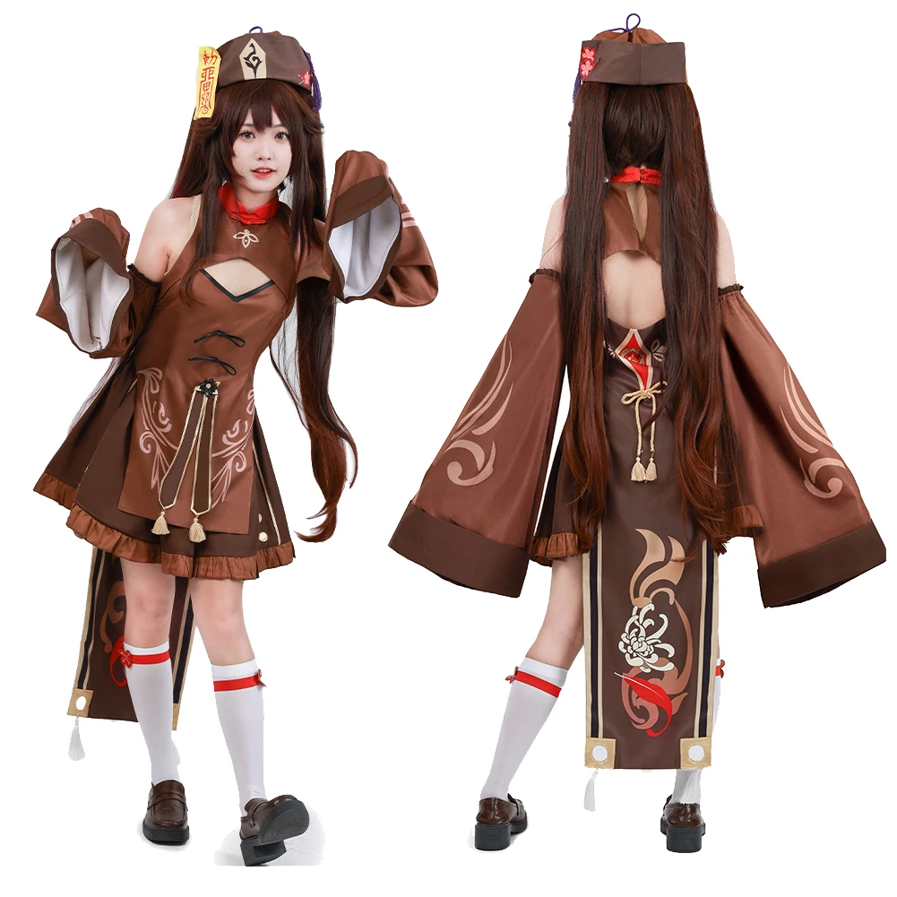 Anime Game Genshin Impact Cosplay Kostuum Vrouwen Hutao Outfits Vrouwelijke Halloween Rollenspel Schattige Zombie Kleding