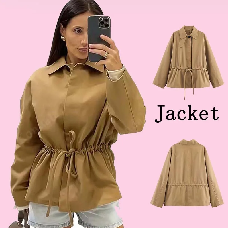 

Женская куртка, новинка 2025, женская мода, куртки с длинным рукавом на молнии в стиле парка с поясом, женские осенне-зимние пальто для отдыха