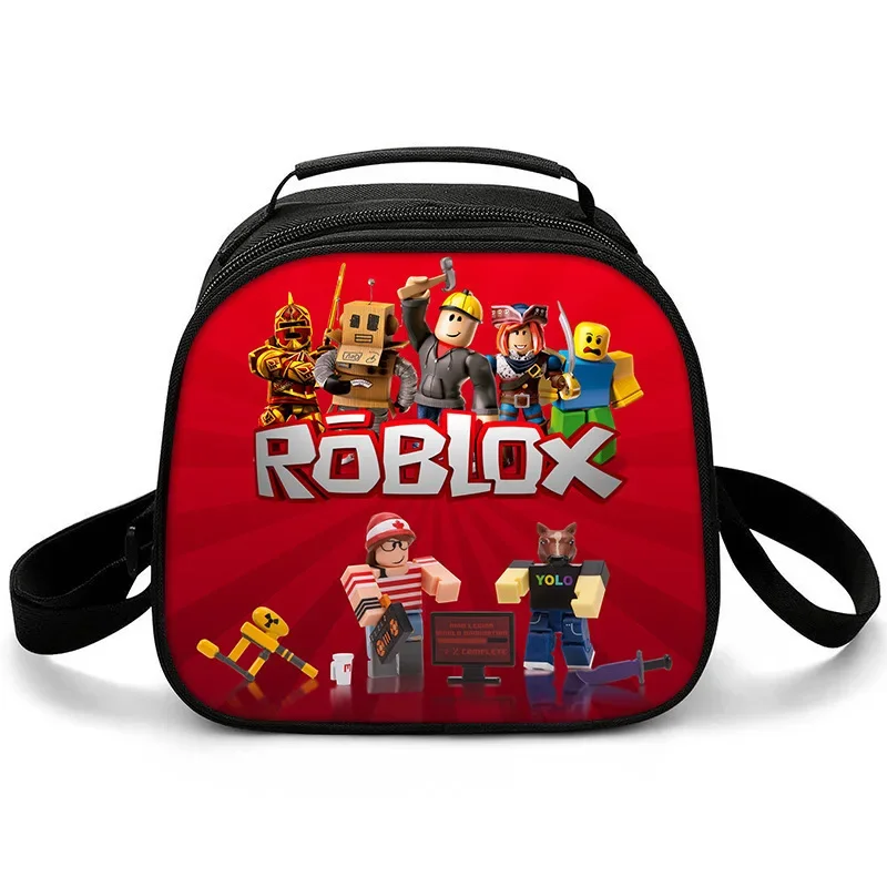 Roblox Lunch Bag Elementary School Students Picnic Bag Round Ice Bag Roblox Cartoon Cartoon Portable Insulation Bag