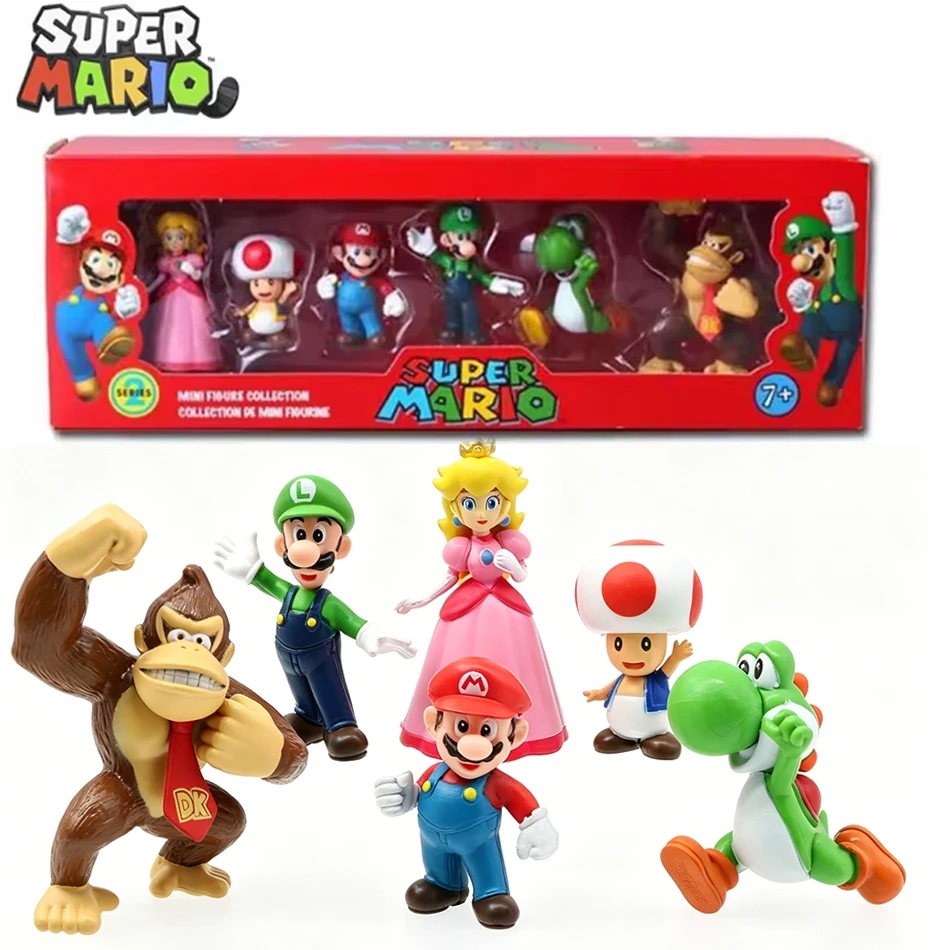 Série Anime Super Mario Bros, Luigi, Yoshi, Donkey Kong, Figuras de Ação, Brinquedos Surpresa para Enviar a um Amigo, Presentes de Aniversário