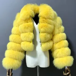 Yellow Fur Jacket Womens Faux Fur Faux Fur Coat Autumn Winter High Quality Faux Fox Fur Coat Cropped Fluffy Coat 3XL Shaggy Coat