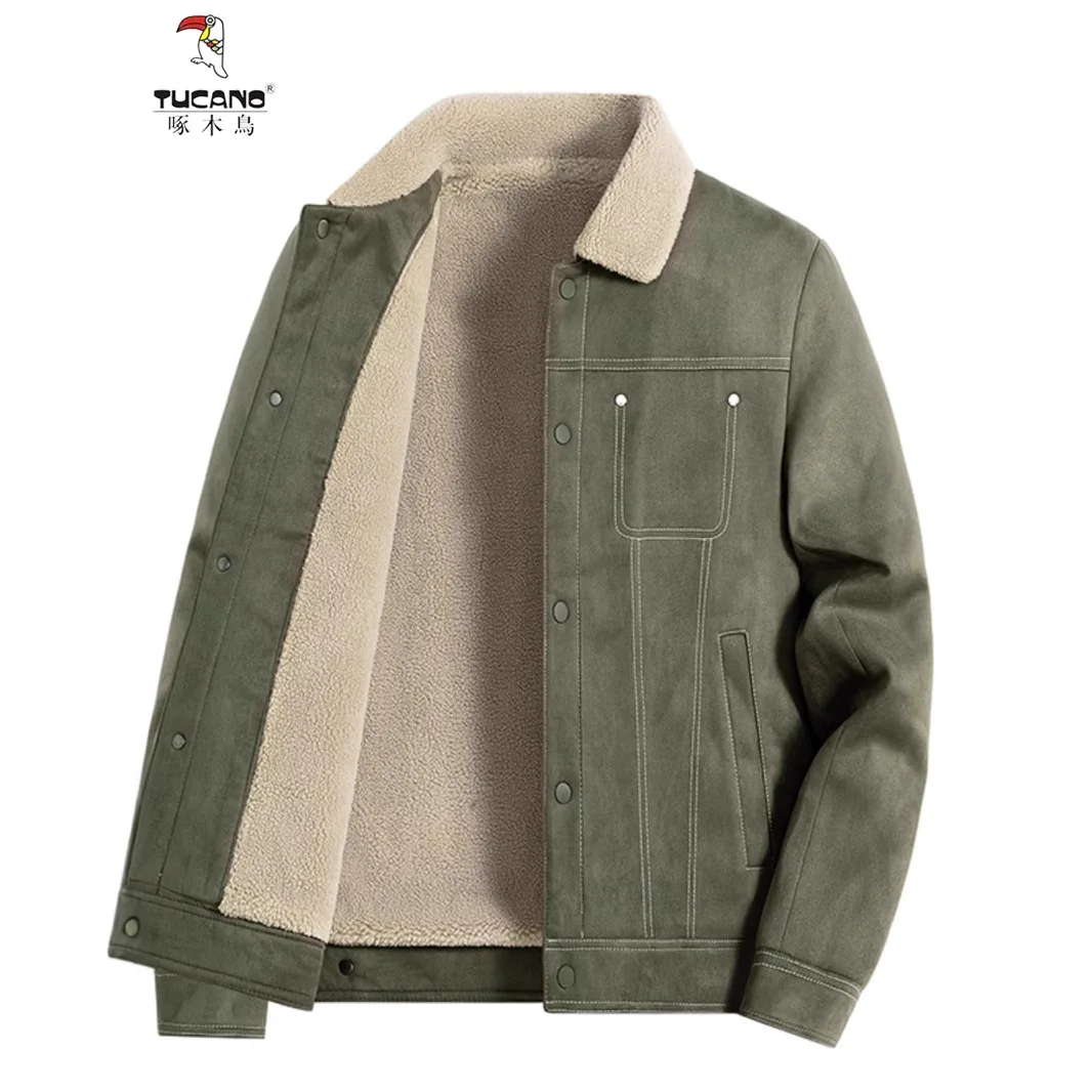 

2025 Men's Autumn, Suede Fleece Thickened Thermal Youth Casual Jacket