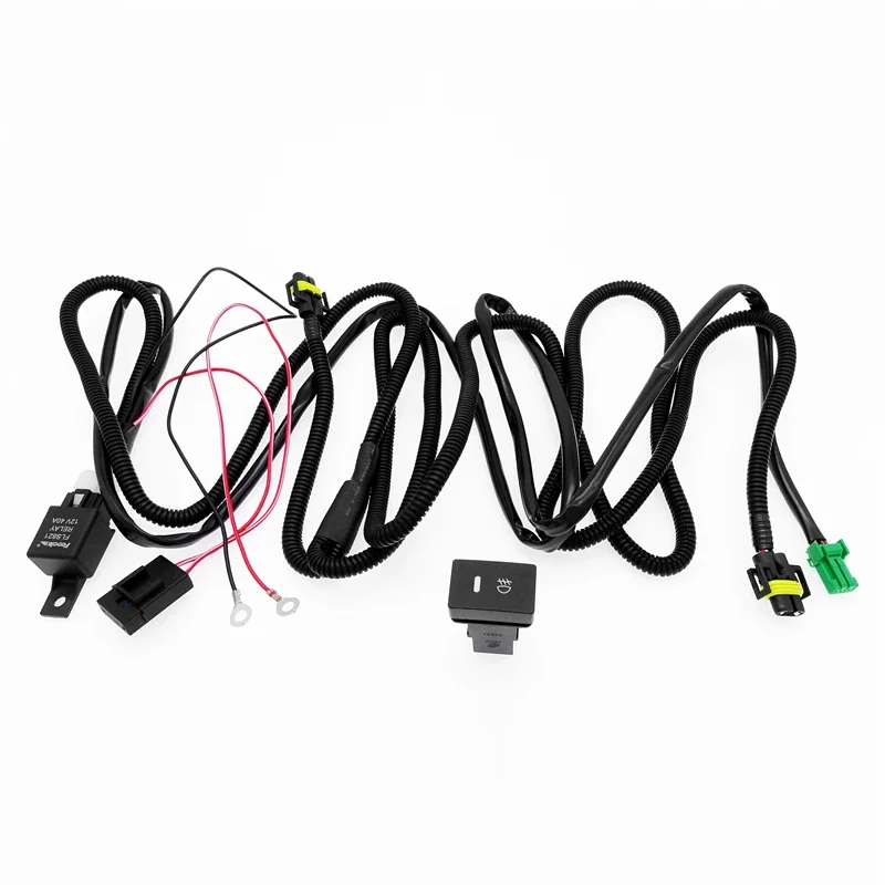 1 Set Car Fog Light H11 881 H9 Wiring Harness Socket for Nissan Honda Ford LED Lamp Wire Connector with Relay ON/OFF Switch Kit