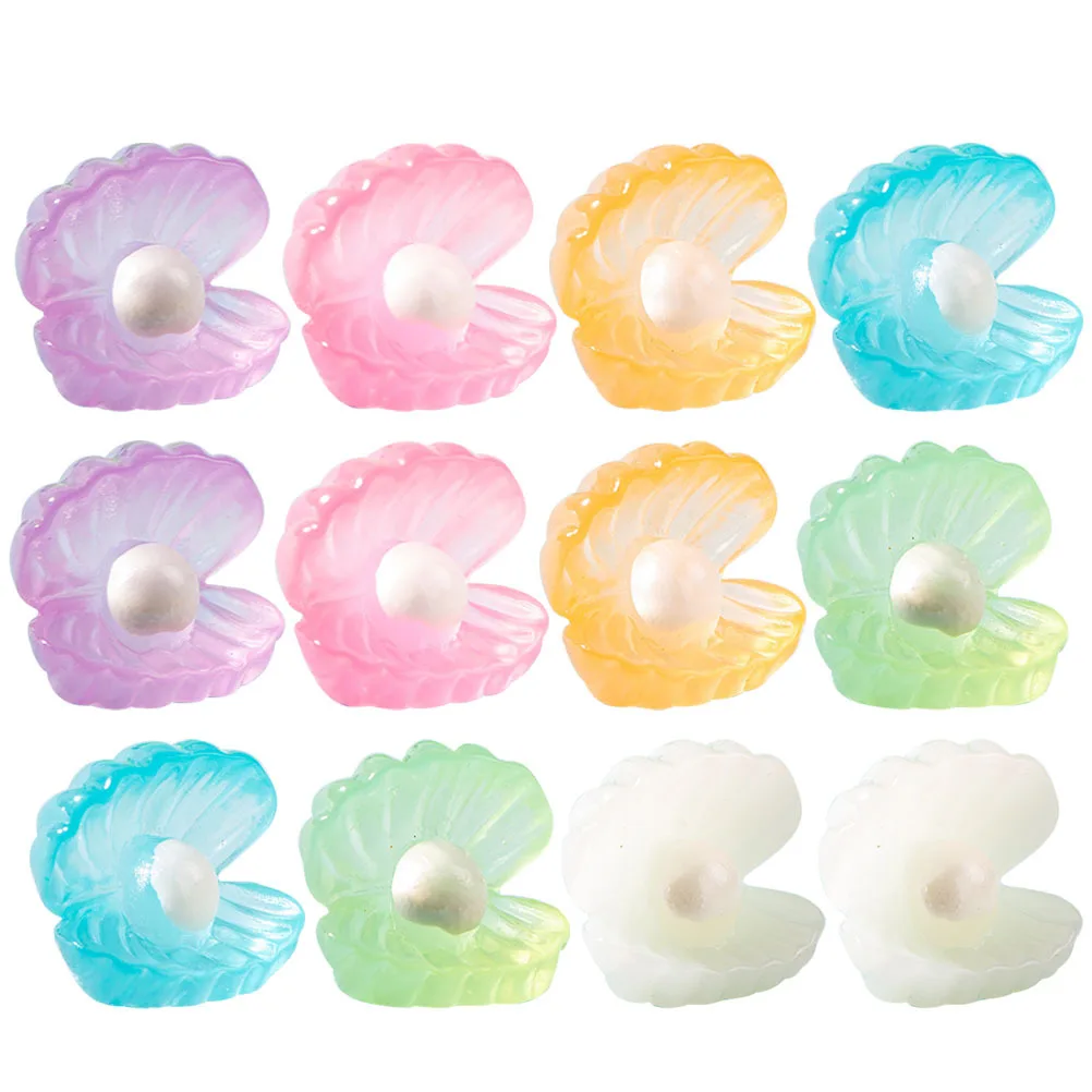

12Pcs Glow in The Dark Pearl Shell Decor Resin Miniature for Garden Lawn Yard Balcony Car Desktop Outdoor Scene Ornament