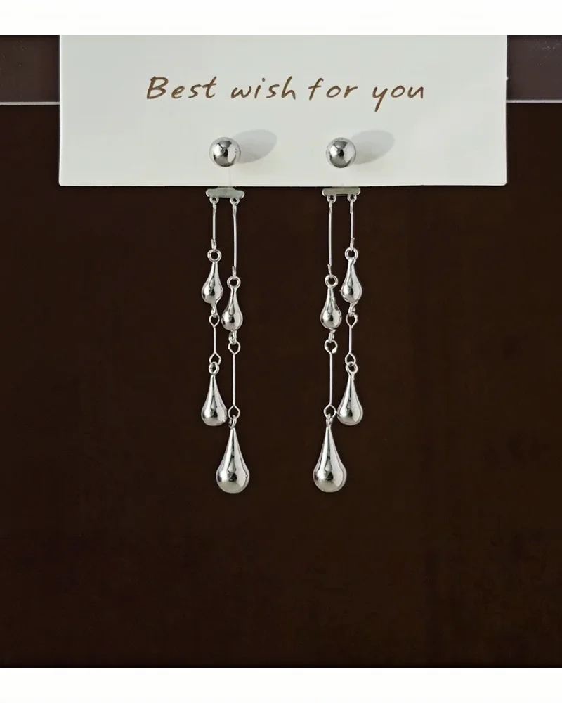 MM Two Ways Long Fringe Stud Earrings Raindrop 925 Silver Needle Elegance Chain Tassel Pendant Luxury Wedding Jewelry