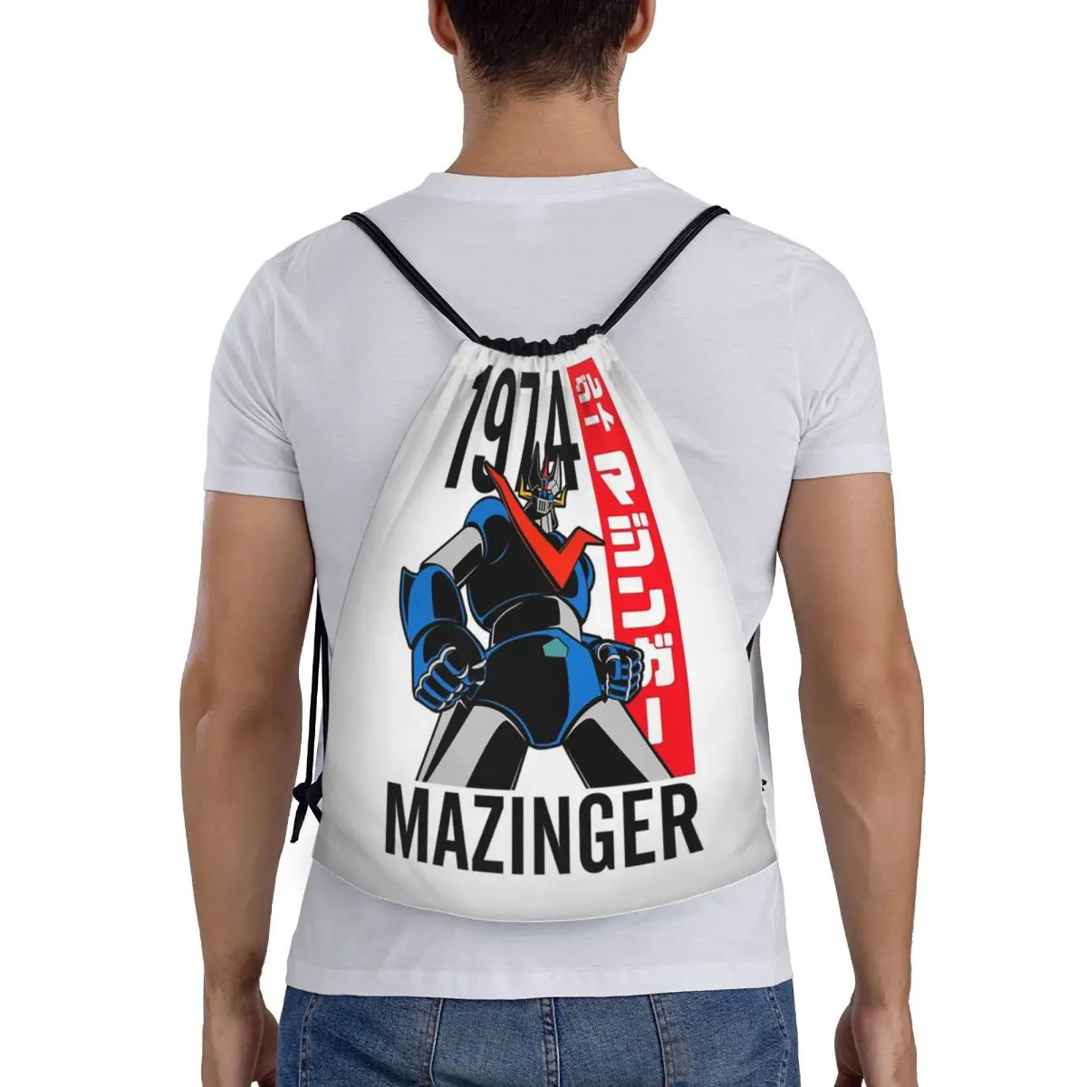 Mazinger Z Mad Robot Grendizer Anime Manga Mochilas con cordón, bolsa deportiva con bolsillo, bolsas para libros para viajes y estudiantes