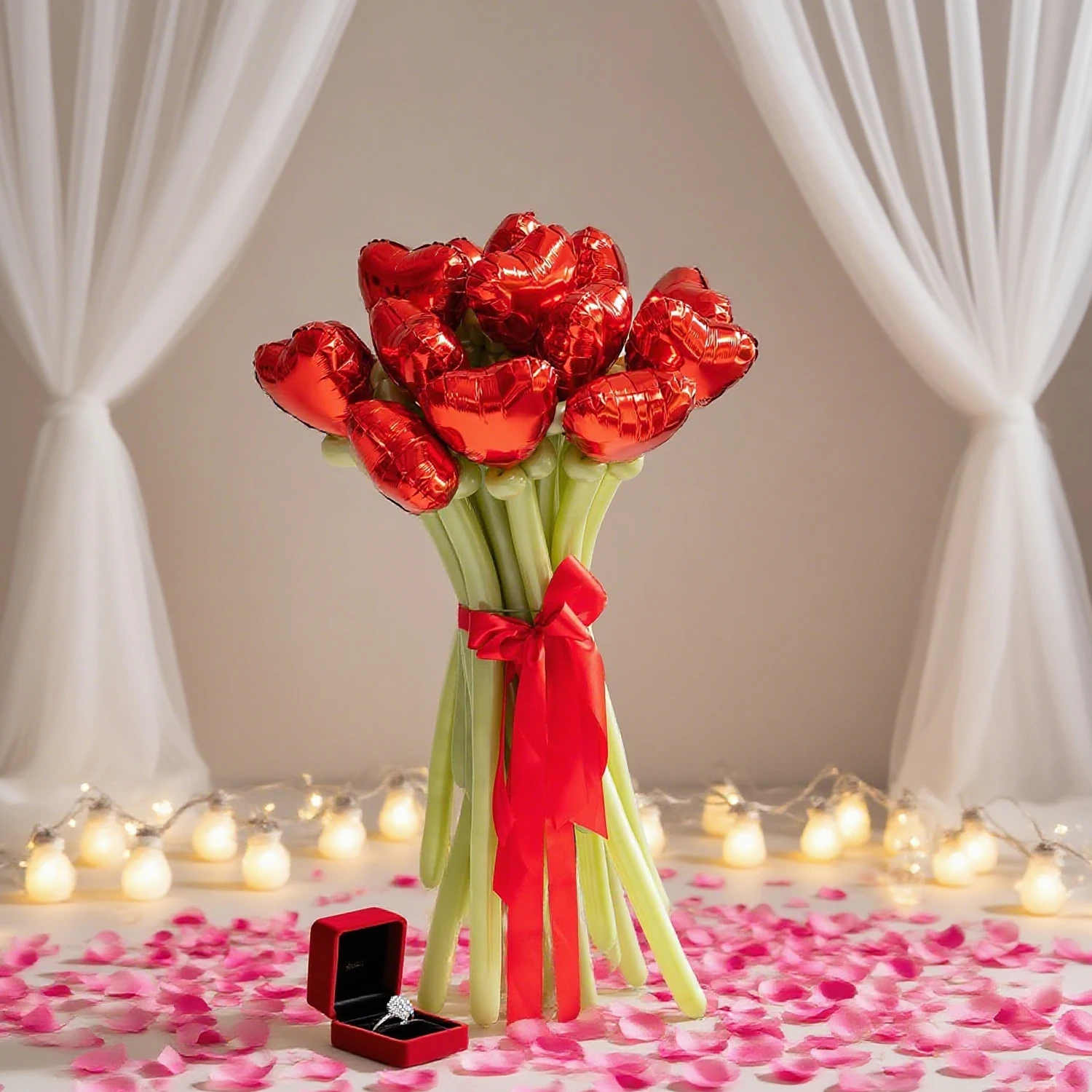 Love Handblumen-Ballon-Set, rote, rosa und gelbe Handblumen, geeignet für Atmosphären-Ballon-Dekorationsblumen – Detail 11