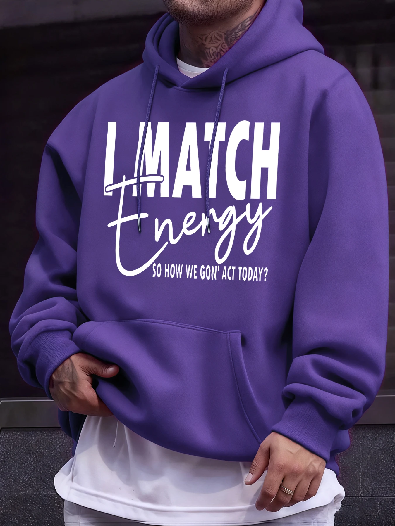 

Мужские толстовки с принтом I Match Energy Slogan, весенне-осенние, в стиле хип-хоп, флисовые, с карманами, мягкие пуловеры, повседневная уличная одежда, на каждый день