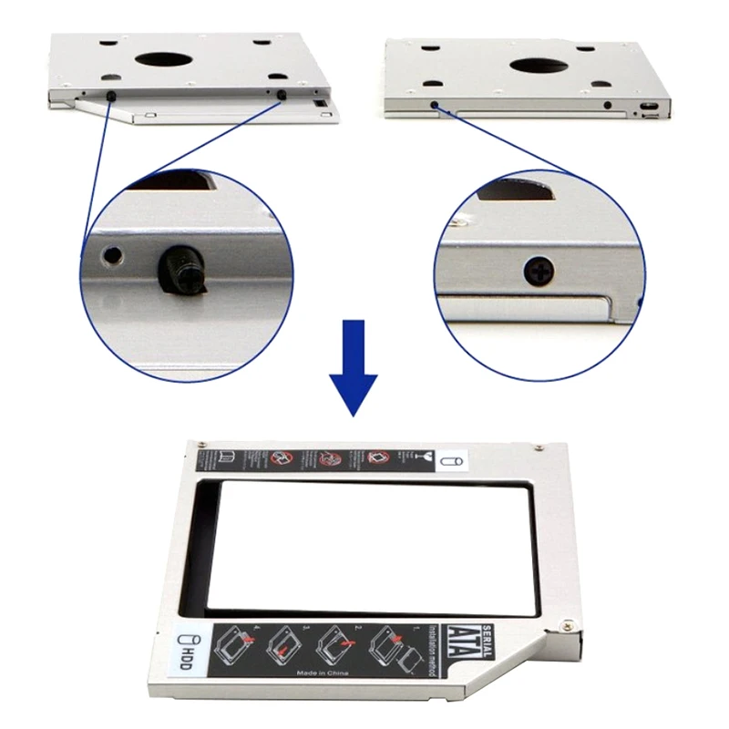 

ATA Serial Port Notebook Optical Drive Slot Thin And Thick All-aluminum Alloy 2.5-inch Hard Disk Bracket