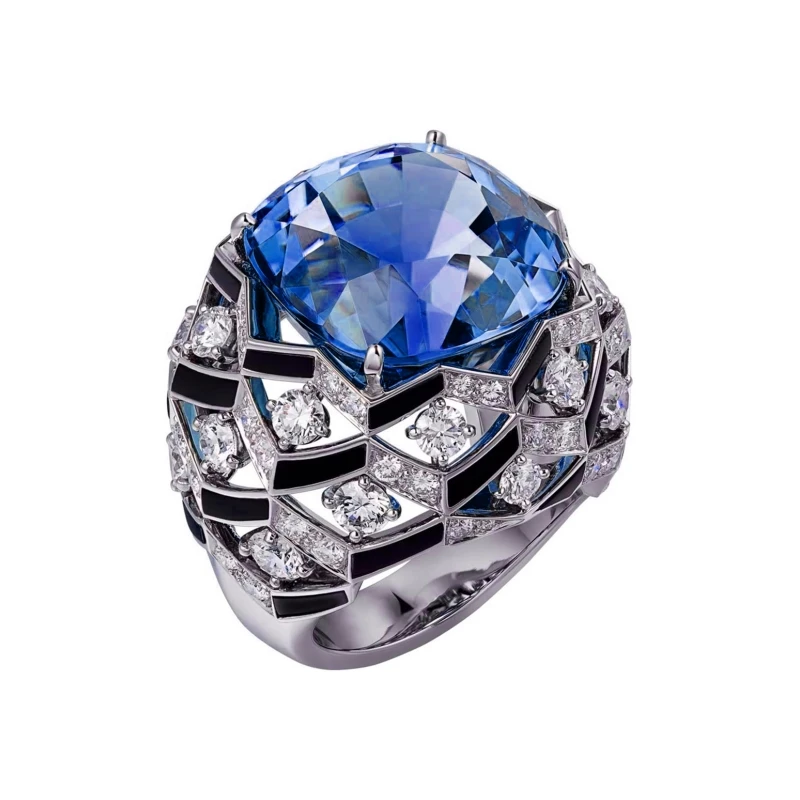

Кольцо из серебра 925 пробы с покрытием из высокоуглеродистого бриллианта (королевский синий) и культивированный сапфир с сертифицированным GRC — роскошный ювелирный подарок для
