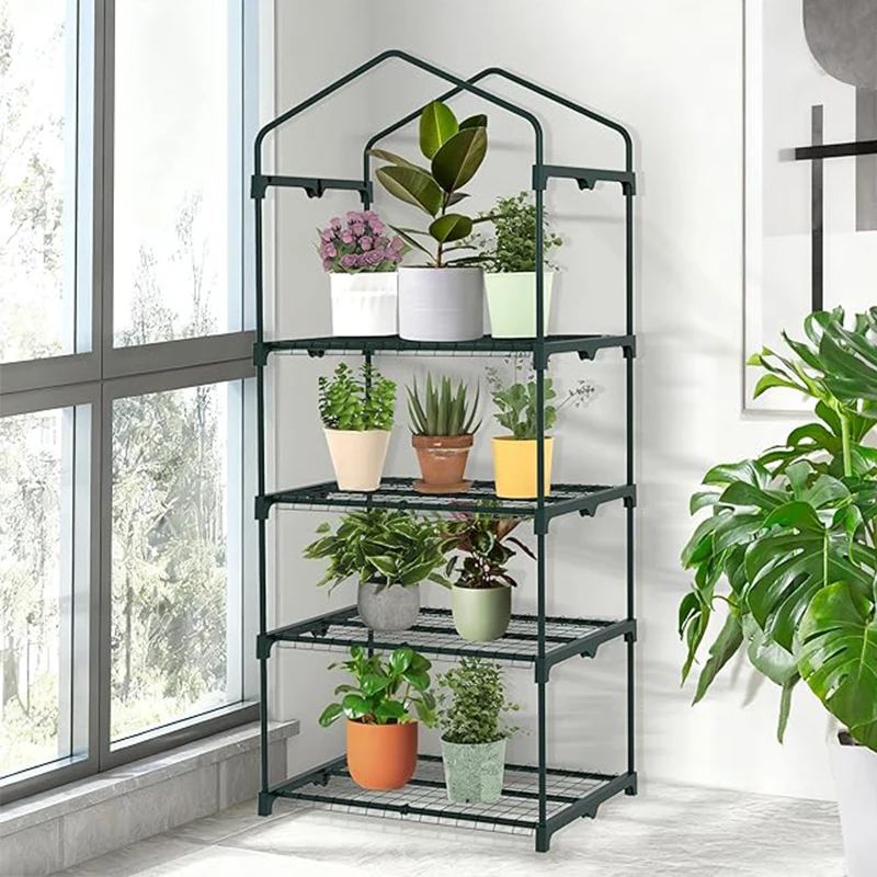 Mini Greenhouse for Indoor Outdoor, Small Plastic Plant Green House 4-Tier Rack Stand Portable Greenhouses with Durable PE Cover