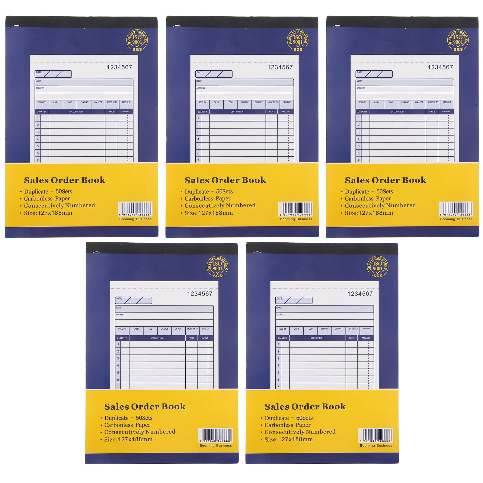 5pcs Small Business Sales Pad 2-Part Canary Invoice Book For Order Tracking Receipt Management Purchase Order Book For Retail