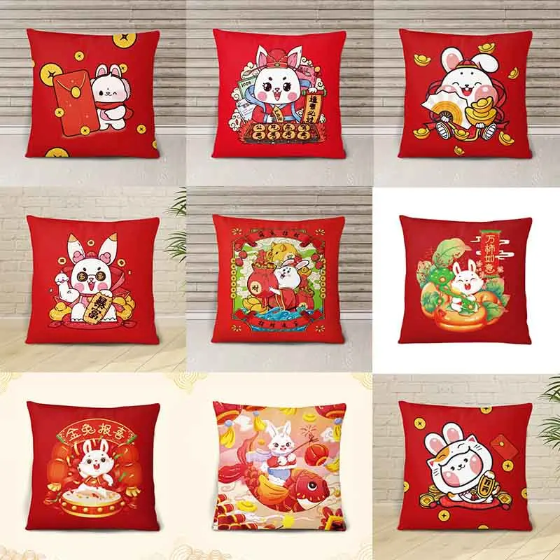 

Luxury Home Decor Pillow Case Cartoon Rabbit New Year Gift Office Sofa Car Cushion Cover