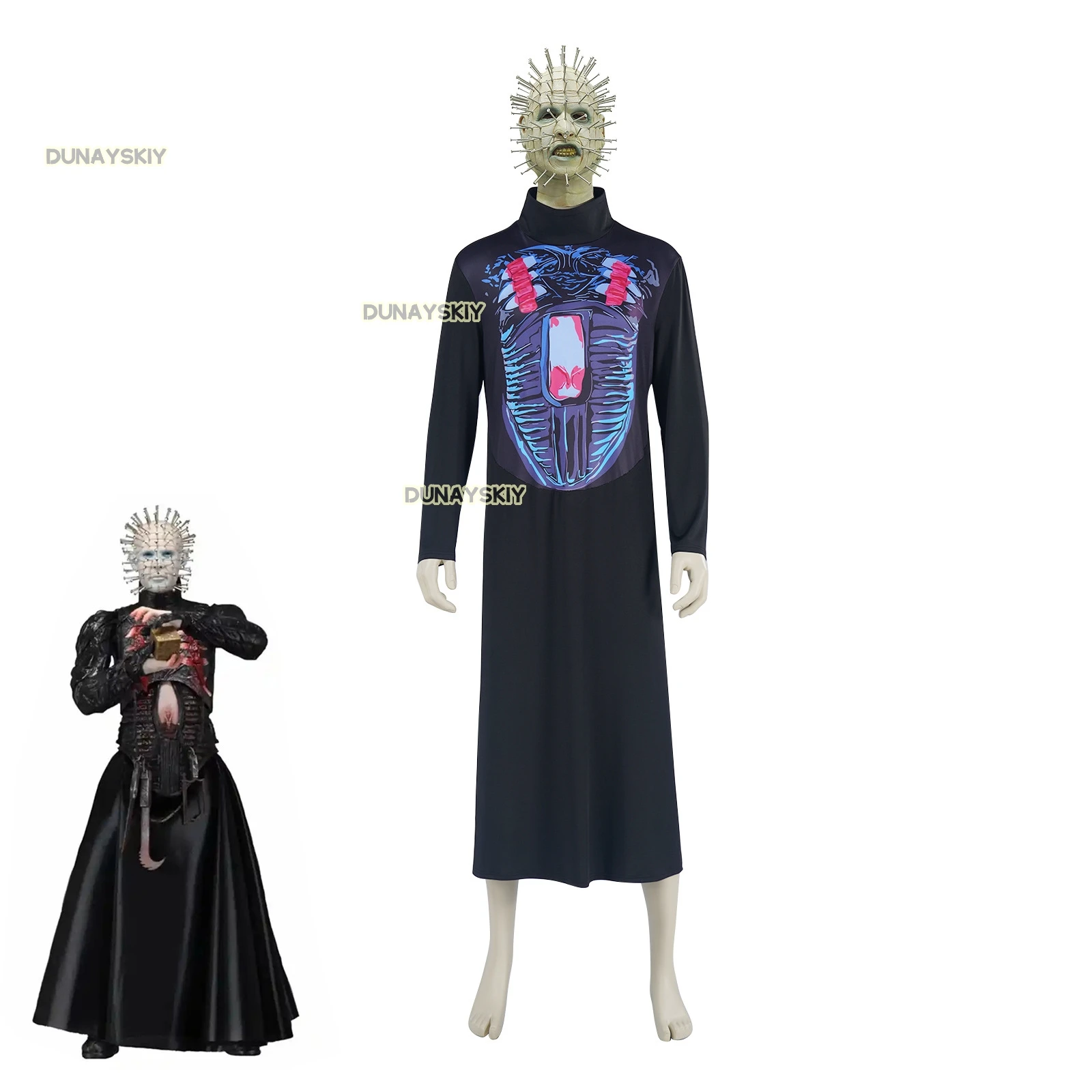 Hellraiser pinhead máscara de terror festa carnaval máscaras cabeça prego cosplay traje masculino filme assustador cosplay máscara dia das bruxas