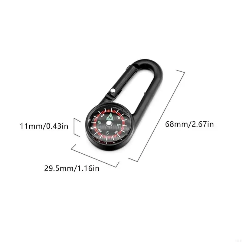 F1CF Pack of 9 Navigation Tool Multifunction Keychain Pocket Compasses Portable for Teen Adult Hiking Fishing Carabiner view 6