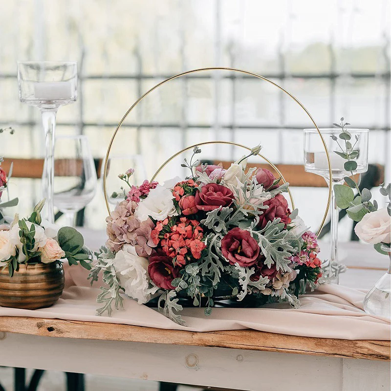 Cerchio per ghirlanda fai-da-te Cerchio floreale in metallo color oro Anelli per centrotavola per tavolo da matrimonio Decorazione Cerchio per