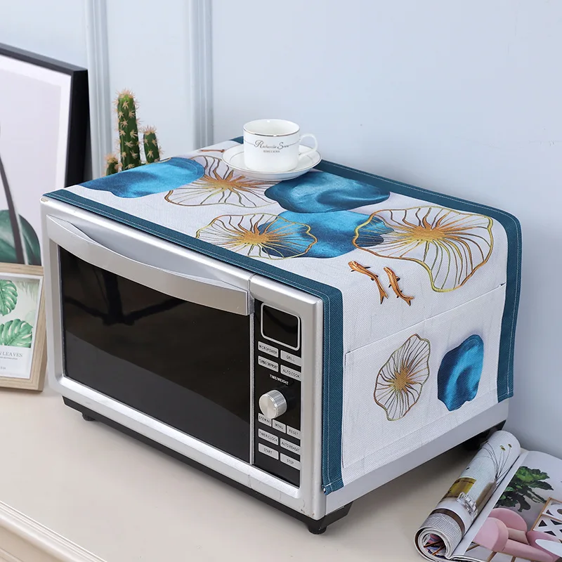 Simple Fabric Household Items Oven Refrigerator Oil-proof and Water-proof Cover Cloth Microwave Oven Cover Printed Dust Cover