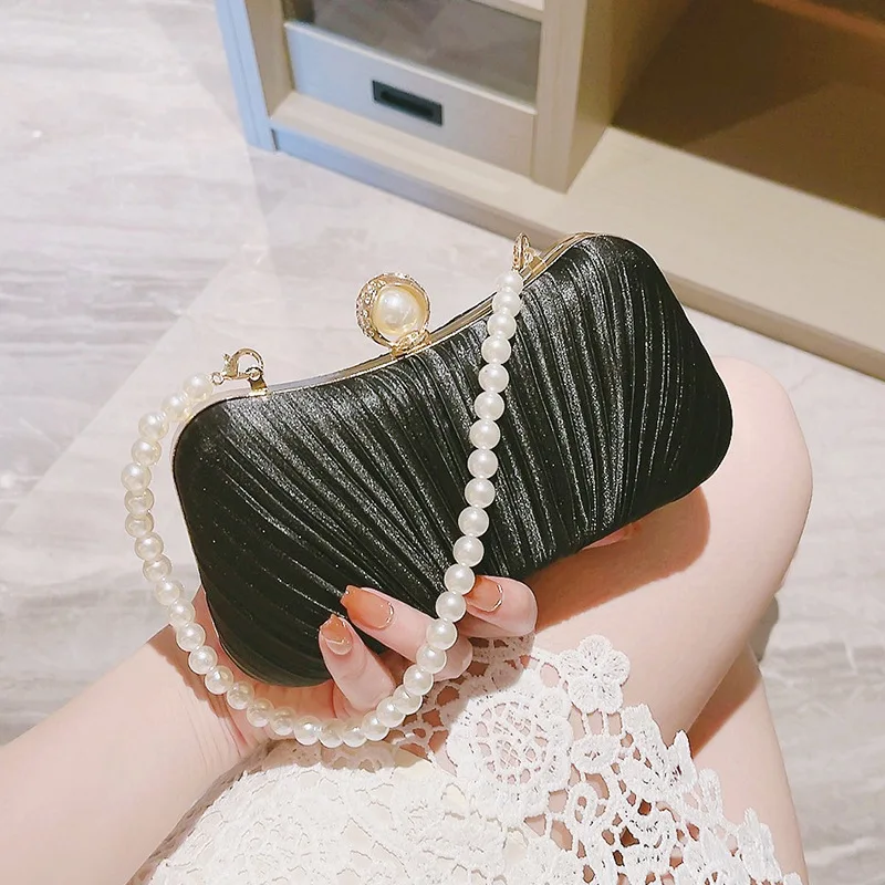 Socialite Women Shoulder Bags Fashion Dinner Clutches Ladies Underarm with Dress Handbag Pearl Chain Crossbody Bag Girl Gift