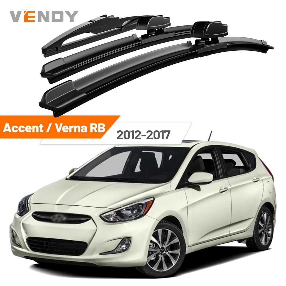 

For Hyundai Accent Verna RB 2012-2017 2013 2014 2015 Front & Rear Windshield Wiper Blades Windscreen Wipers Set Accessories