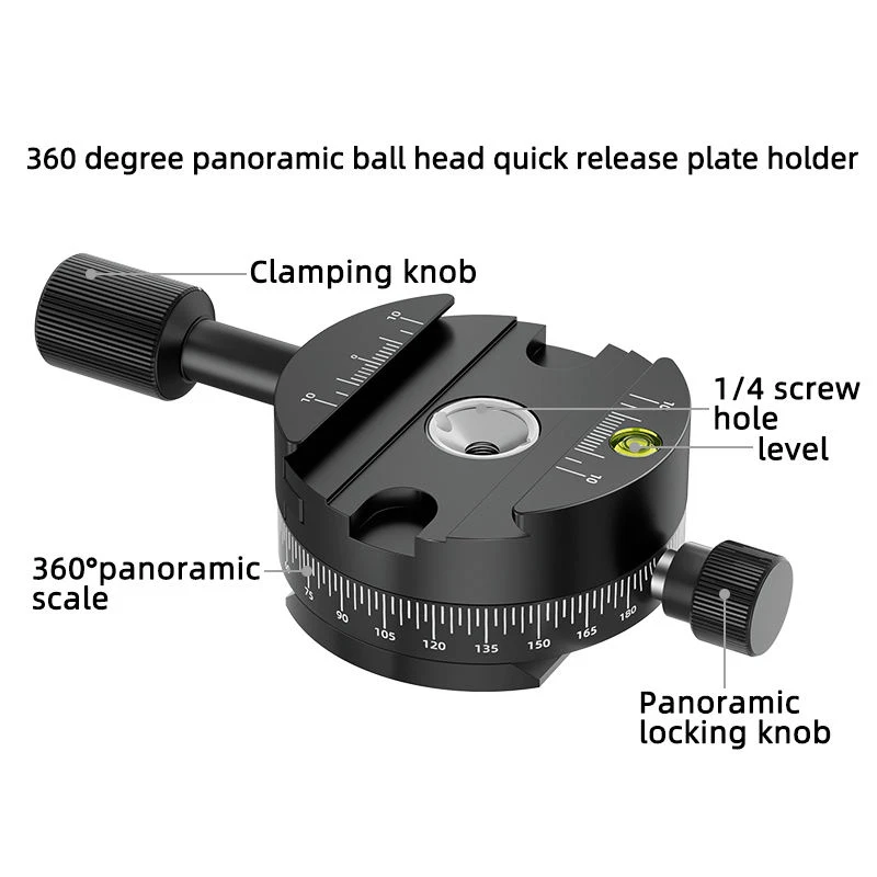 360 Degree Panoramic Photography Accessories Dslr Camera Tripod Head Mount Arca Swiss Quick Release Plate Clamp with 1/4 Screw