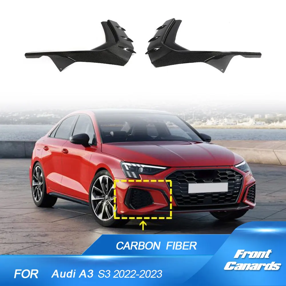 

Carbon Fiber Front Bumper Canards Splitters Car Front Racing Body Kits Air Vent Fins Cover for Audi S3 Sedan 2022-2023 Air Vent