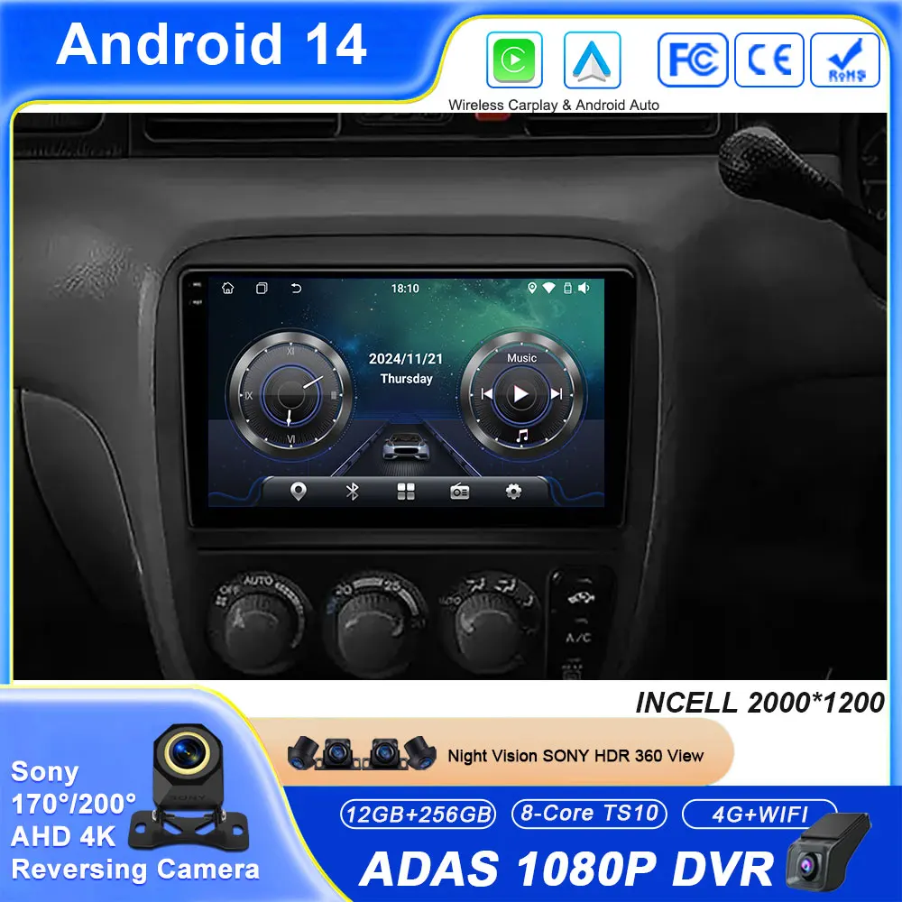 

Автомобиль для Honda CR-V CRV 1995-2001 Android 14 Авто Радио Стерео Мультимедийный плеер GPS-навигация Carplay 4G WIFI BT Без 2din DVD