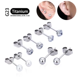 1Pair Titanium G23 16G Earring Helix Tragus Cartilage Earring 3MM 4MM 5MM Zircon Internally Threaded Piercing Jewelry For Women